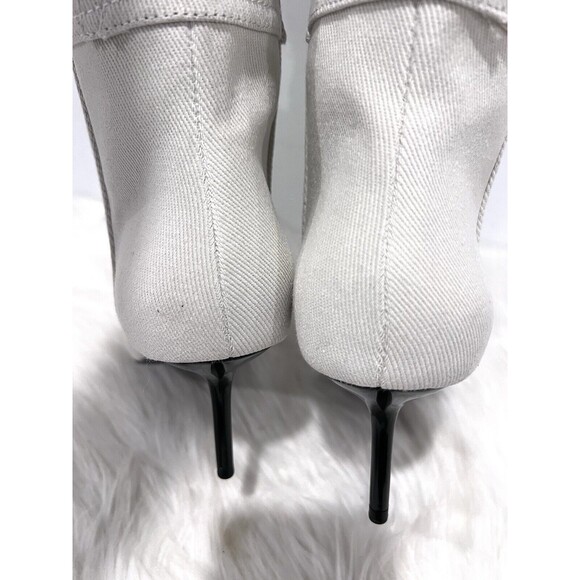 Zara Women Denim High Heel Knee High Pointed Toe Boots Beige Size EU 35 US 5 - Picture 10 of 14